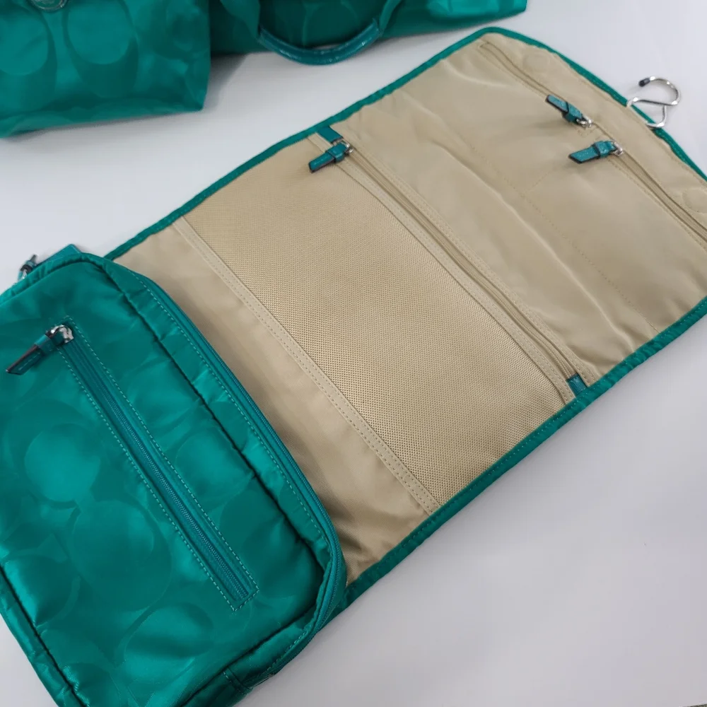 🦃Coach Packable Travel Tote Makeup Bag Hanging Toiletry Collapsible Bag Set - Picture 6 of 16